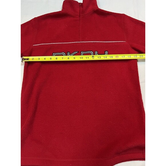 DKNY Spellout Sweater Quarter Zip Pullover | Red | Womens‎ Size Small - Picture 13 of 14
